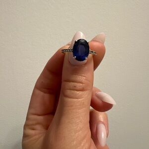 Pandora Blue Oval Gemstone Solitaire Ring - Elegant Women's Jewelry